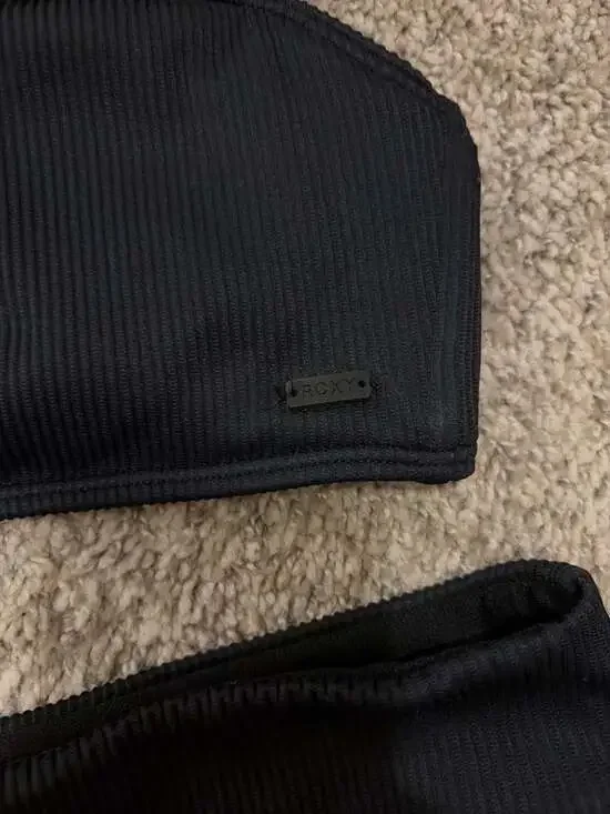 Roxy Love The Ribbed Chloe V-Notch Bikini Set in Black - Picture 2 of 5